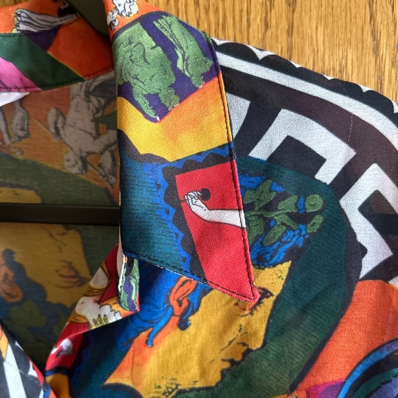 VINTAGE CLINE-KOLAREK SHIRT IN GREEK BAROQUE VERSACE PRINT - Picture 3 of 5